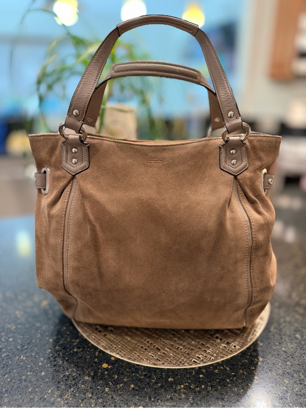 Coach Suede Hobo Tote Handbag